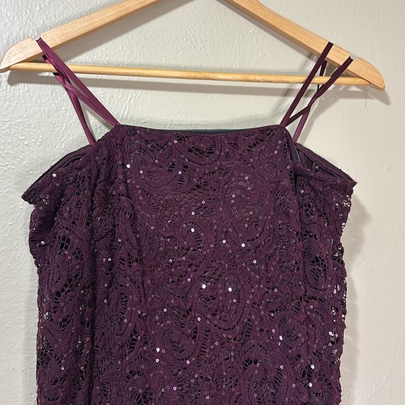 MY MICHELLE Strapless long sleeves Sequins Burgundy mini Dress - Picture 6 of 15